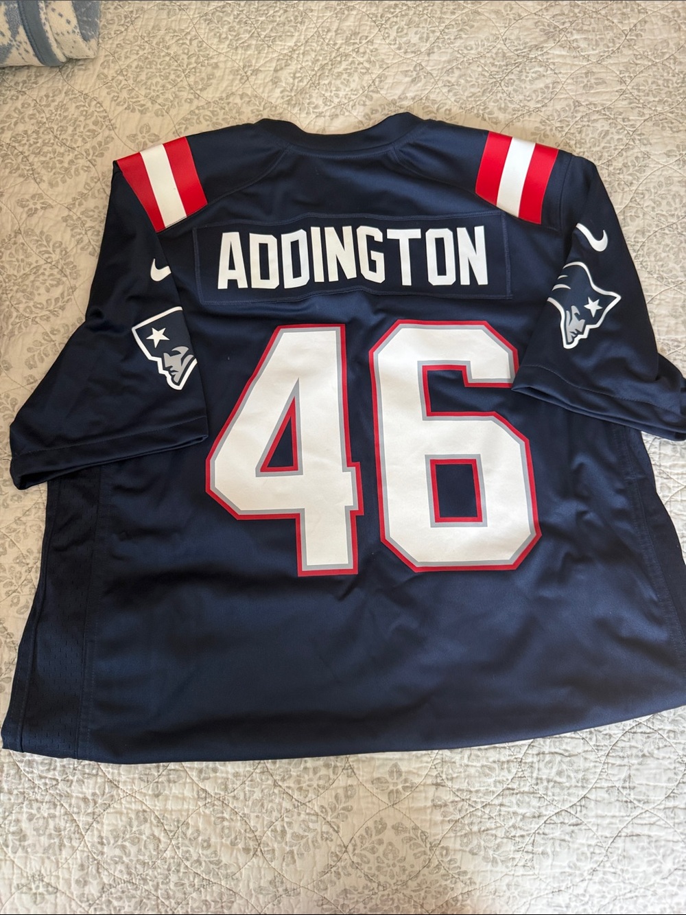 NFL Men’s Navy Addington #46 Football Jersey with Red & White Accents